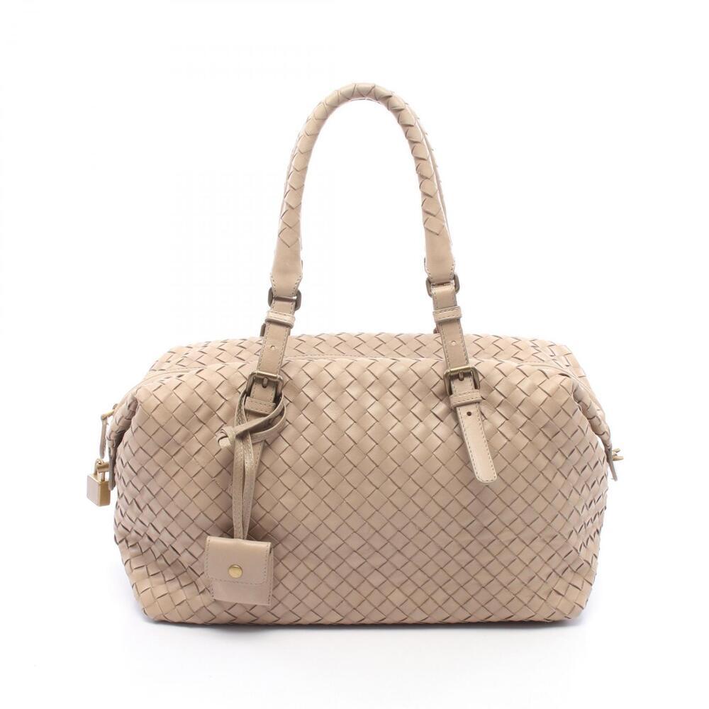 Bottega Veneta Intrecciato Handbag Leather Beige Tan